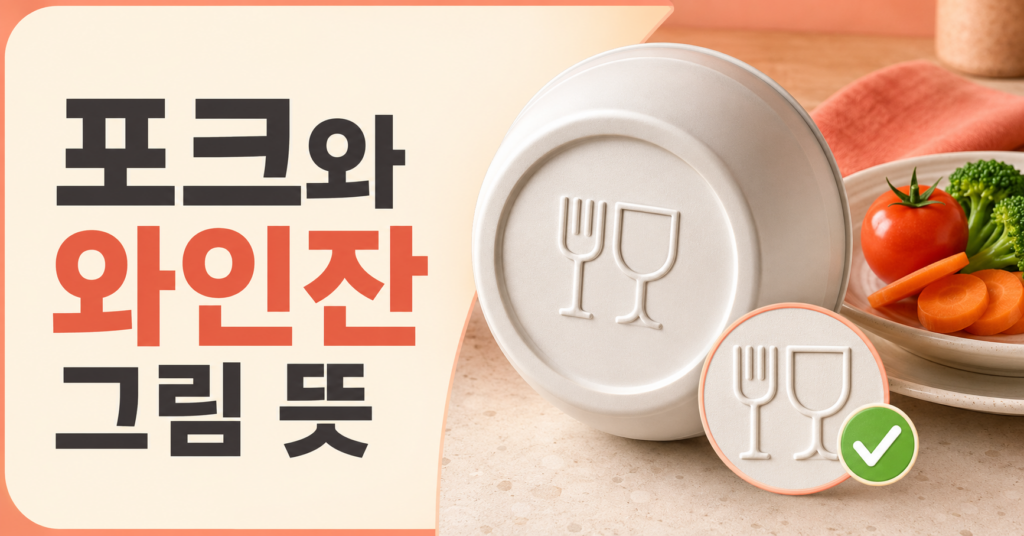 포크와 와인잔 그림으로 표시된 식품용 기구 도안